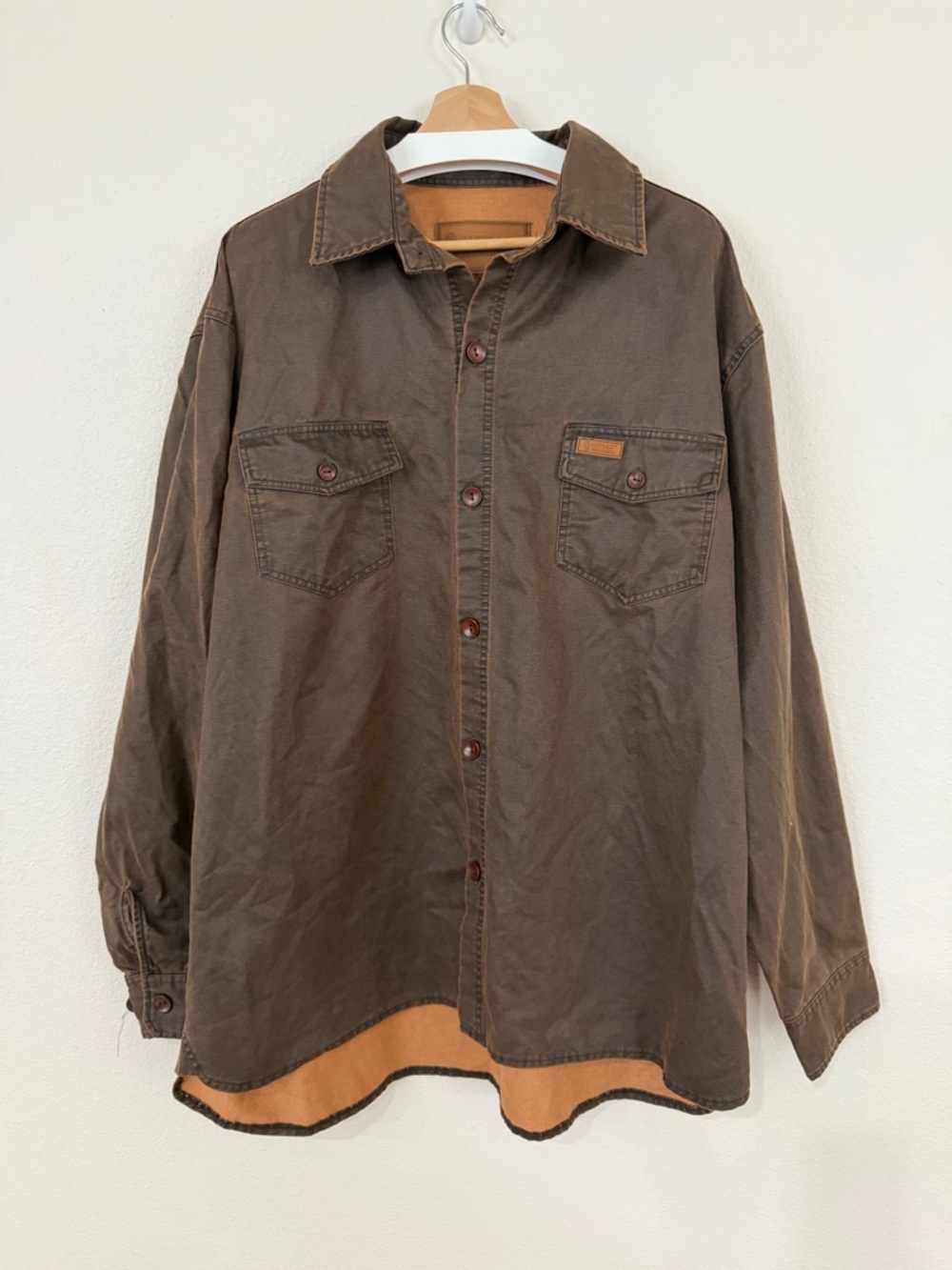 Men's Casual Brown Button-Down Shirt Jacket